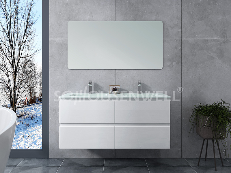 Cam-1200 Space saving wall mounted bathroom cabinet double basin bathroom vanity