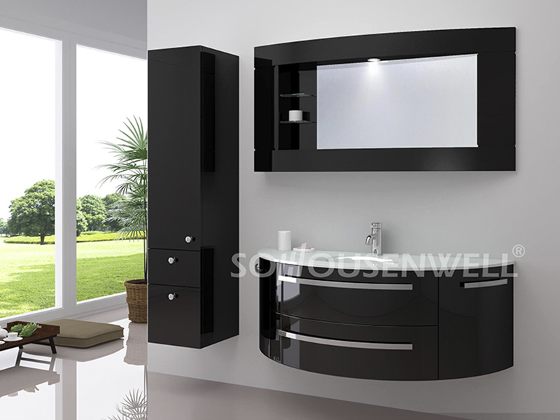 HS-E1929 Hot sale bathroom furniture luxury PVC bathroom cabinet with sink