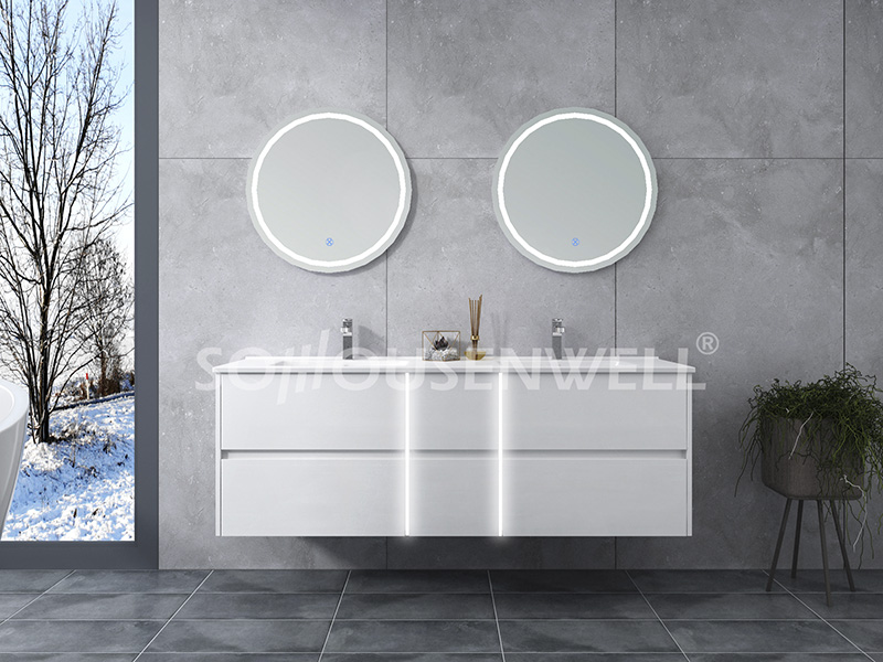 HS-E1962 New design hotel bathroom vanity cabinet with double basin