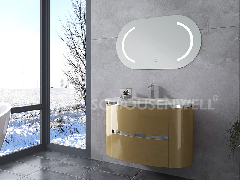 HS-E1980 Cheap new design bathroom cabinet bathroom vanity  LED plastic