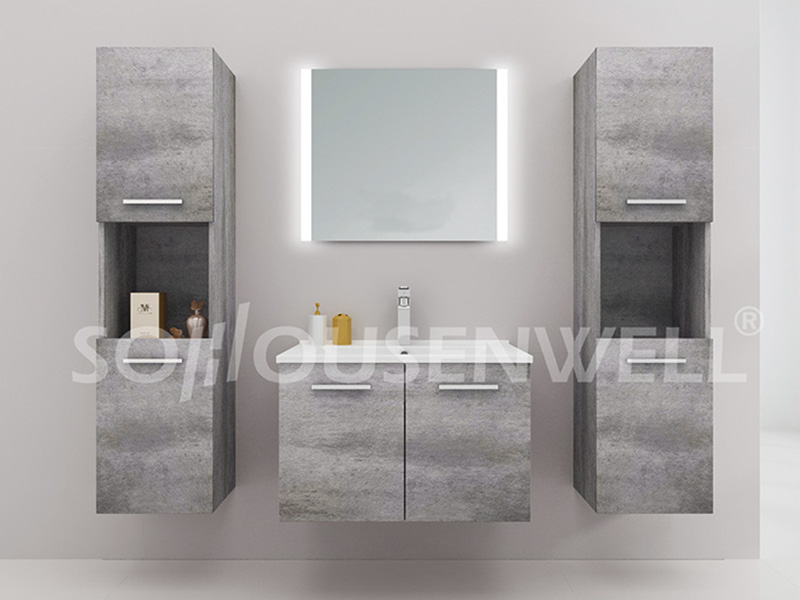 HS-E1984 Bathroom cabinet set wood hanging double bathroom cabinet and mirror