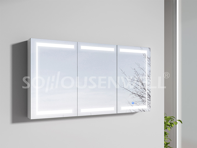 Lun-1200 Best Selling white bathroom cabinet with LED mirror light for home