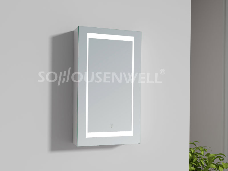 Lum-400 Best Selling white bathroom cabinet with LED mirror light for home
