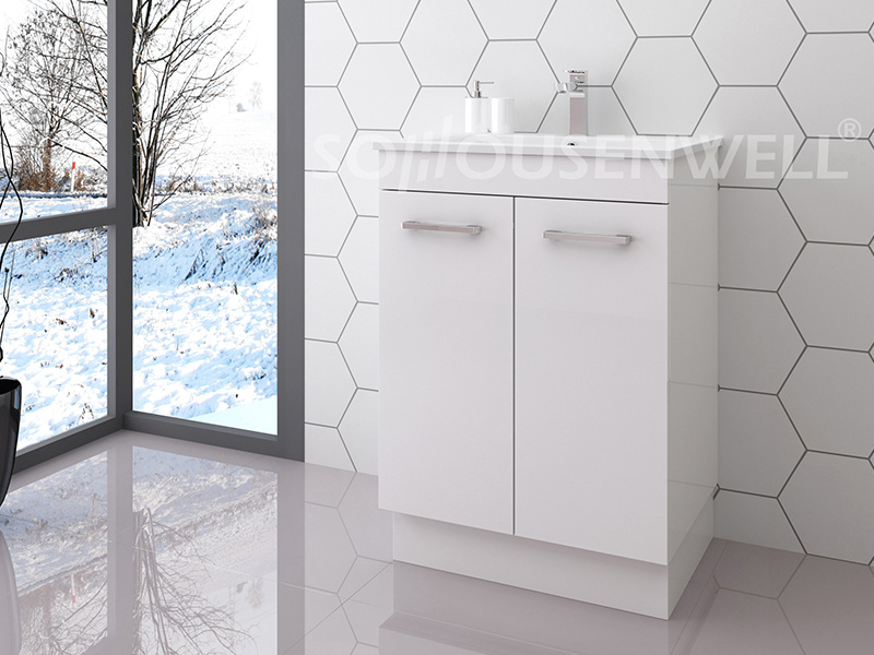 Mia-600 Hot sale white bathroom vanity set bathroom cabinet with basin and mirror